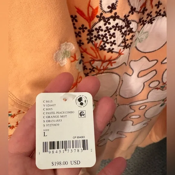 NWT Free People FP Movement At My Best Embroidered Hoodie Pastel peach combo - L - Picture 8 of 8